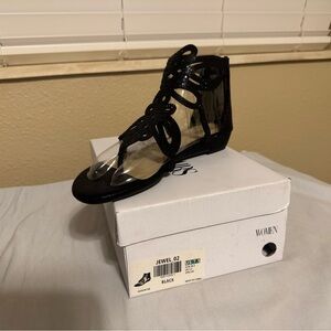 Black Lace-Up Sandals